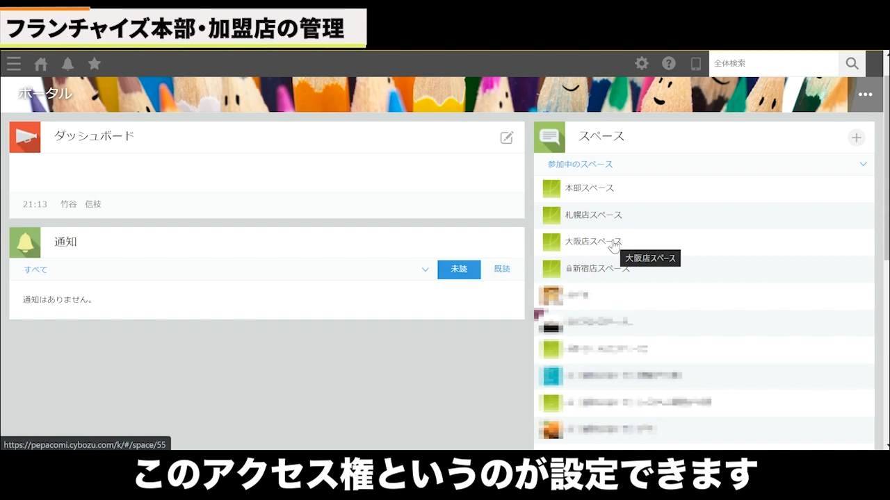 各店舗は自店舗のスペースで情報管理を行いながら、本部が必要な情報を確認できる状態を作ります。