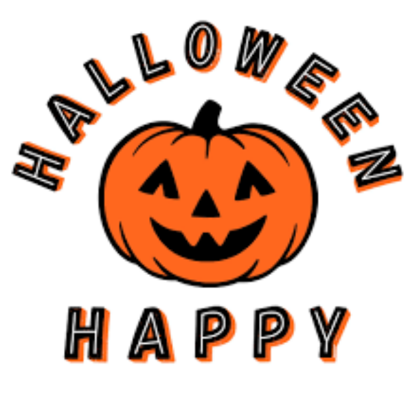 A pumpkin with a face and text

Description automatically generated