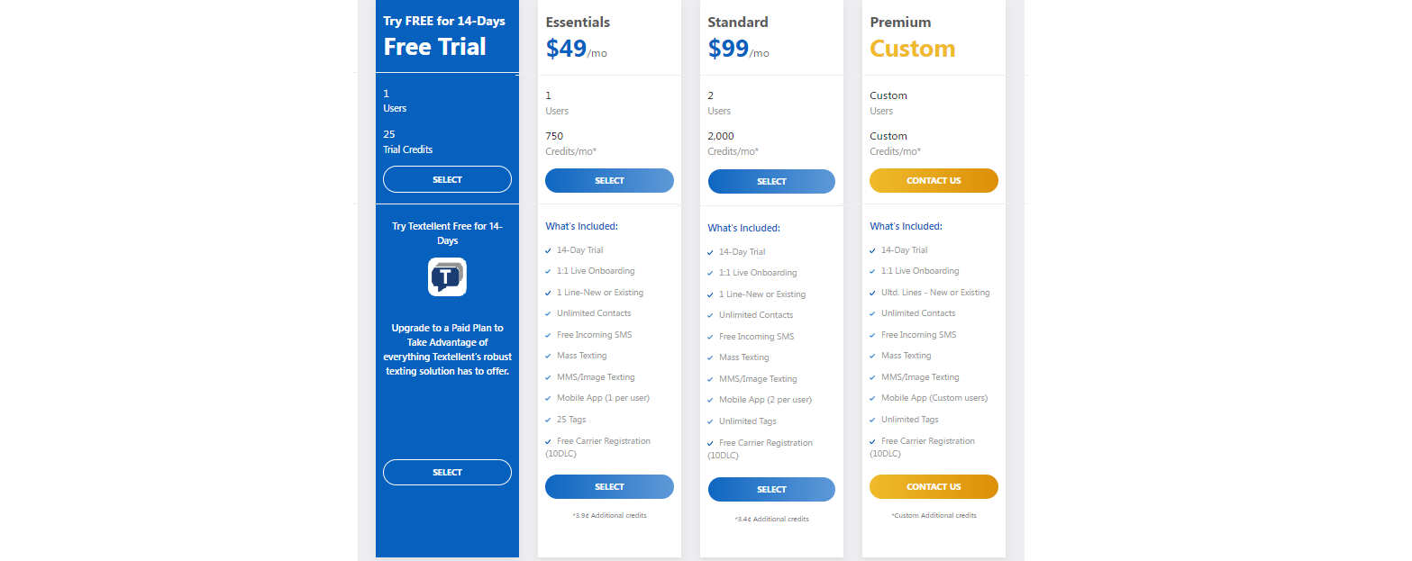 Textellent pricing