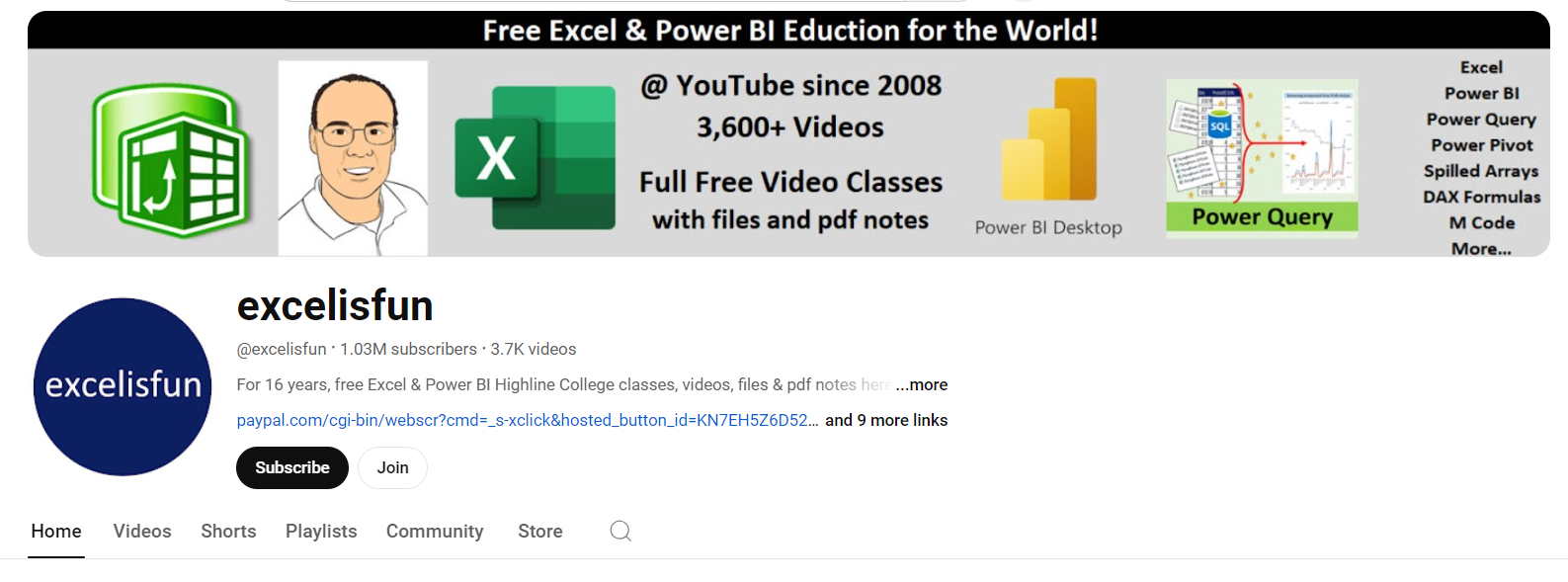 channel YouTube belajar excel