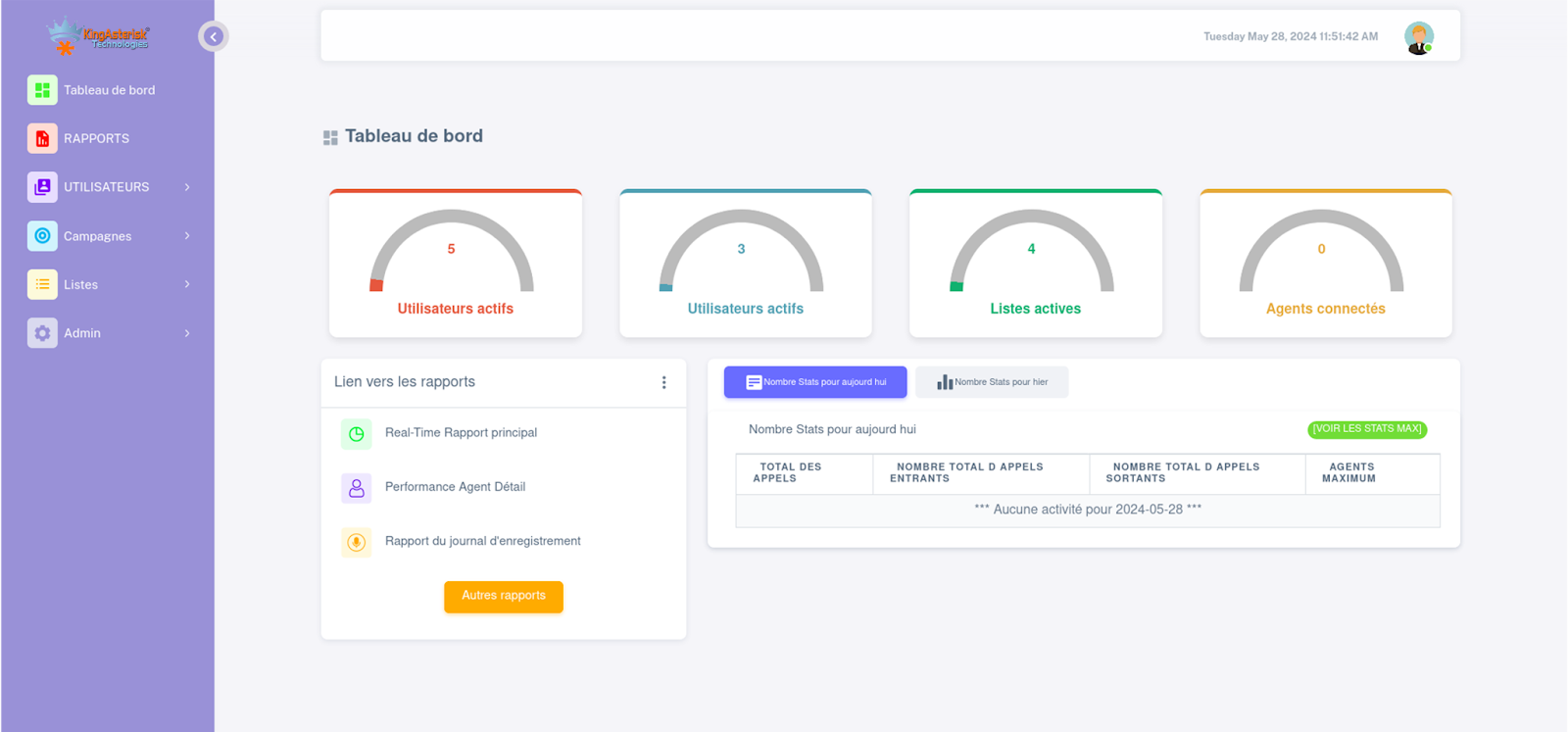 admin dashboard - call center dialer