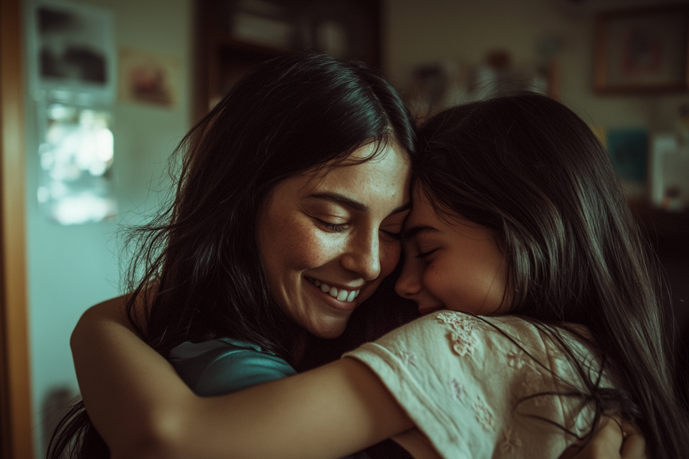 A woman hugging her daughter | Source: Midjourney