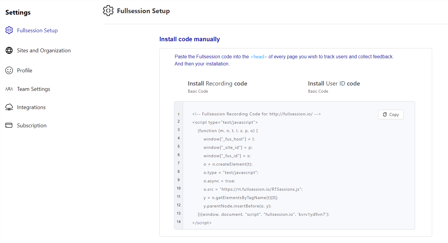 FullSession deployment code