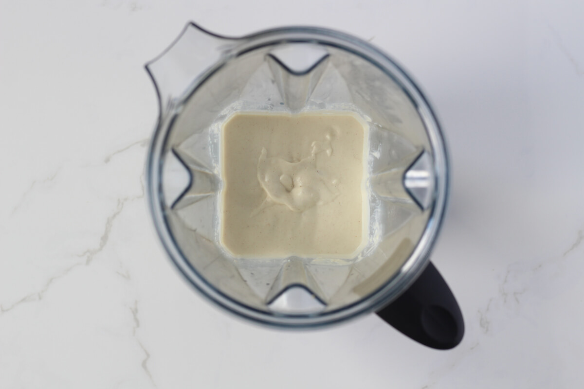 Blended cashew mayo sauce in blender