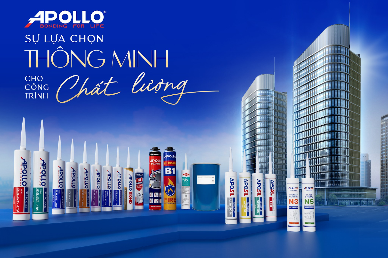 Với nguồn nguyên liệu ổn định, Apollo Sanitary - N cùng hệ sinh thái sản phẩm Apollo Silicone đều được đảm bảo chất lượng cao cấp, góp phần kiến tạo công trình bền vững