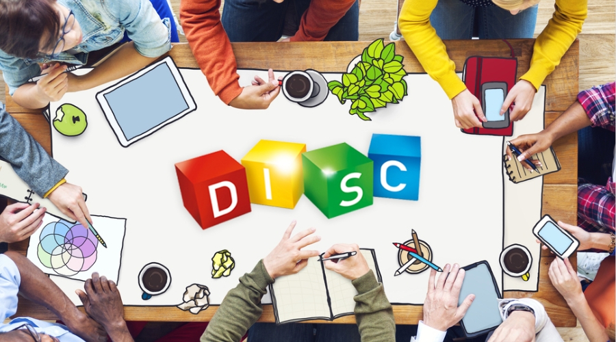Employees taking DISC test for team growth