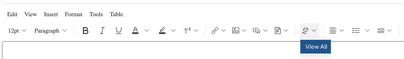RCE toolbar with the Apps icon expanded with View All as the dropdown option