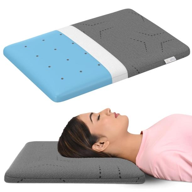 MY ARMOR Ultra-Thin Cool Gel Memory Foam Pillow