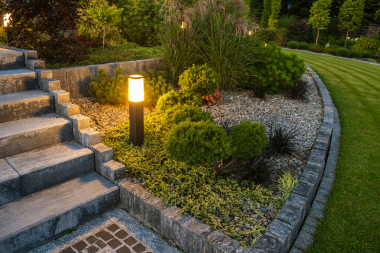 top northern michigan lakefront landscaping ideas lighting post in garden bed custom built boyne city