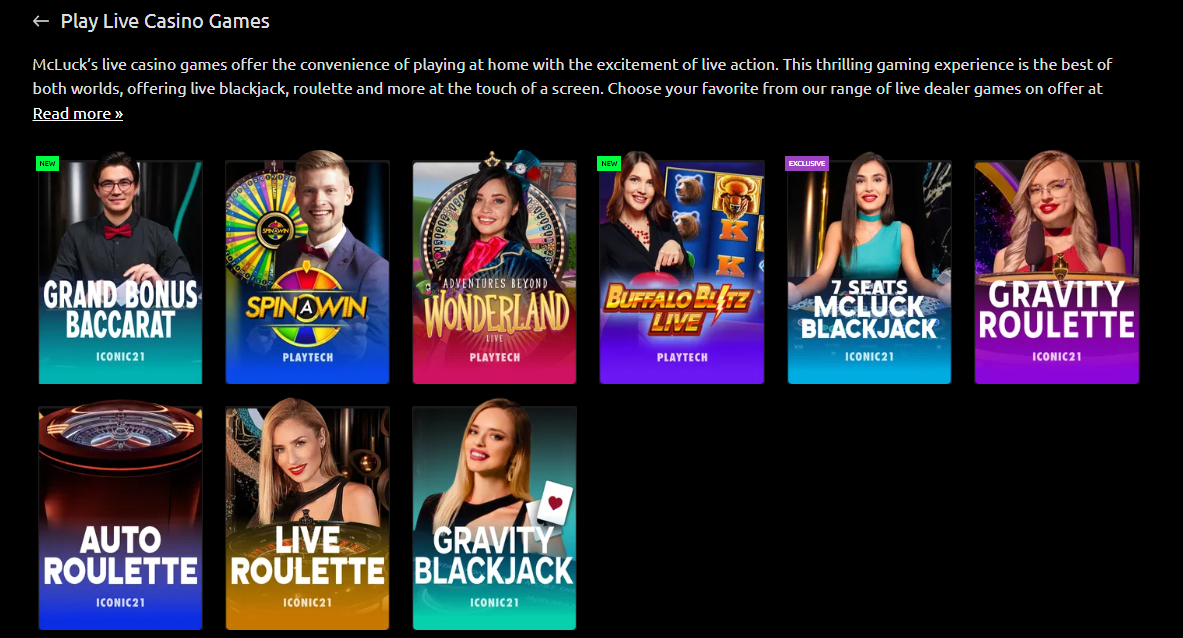 McLuck casino live dealer games