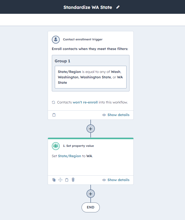 standardize WA state hubspot workflow