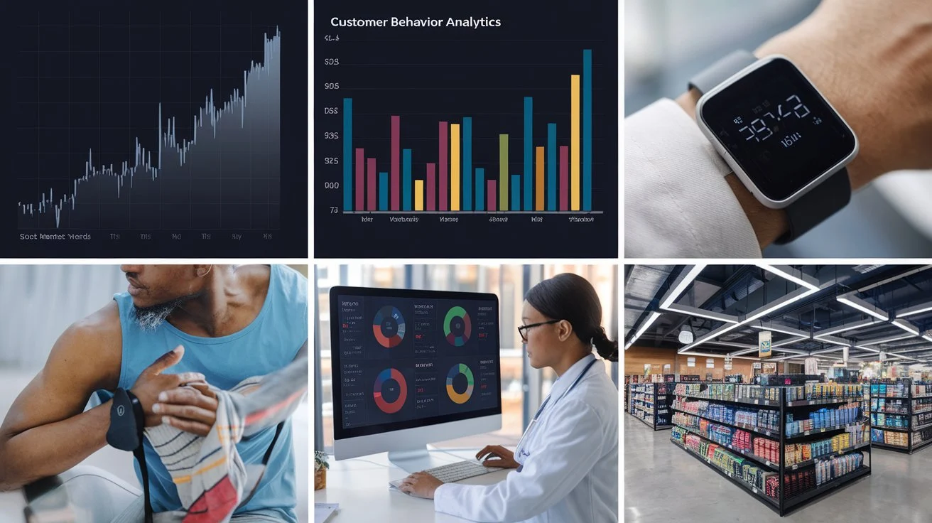 Collage of real-world data science case studies across different industries including healthcare, finance, and retail.