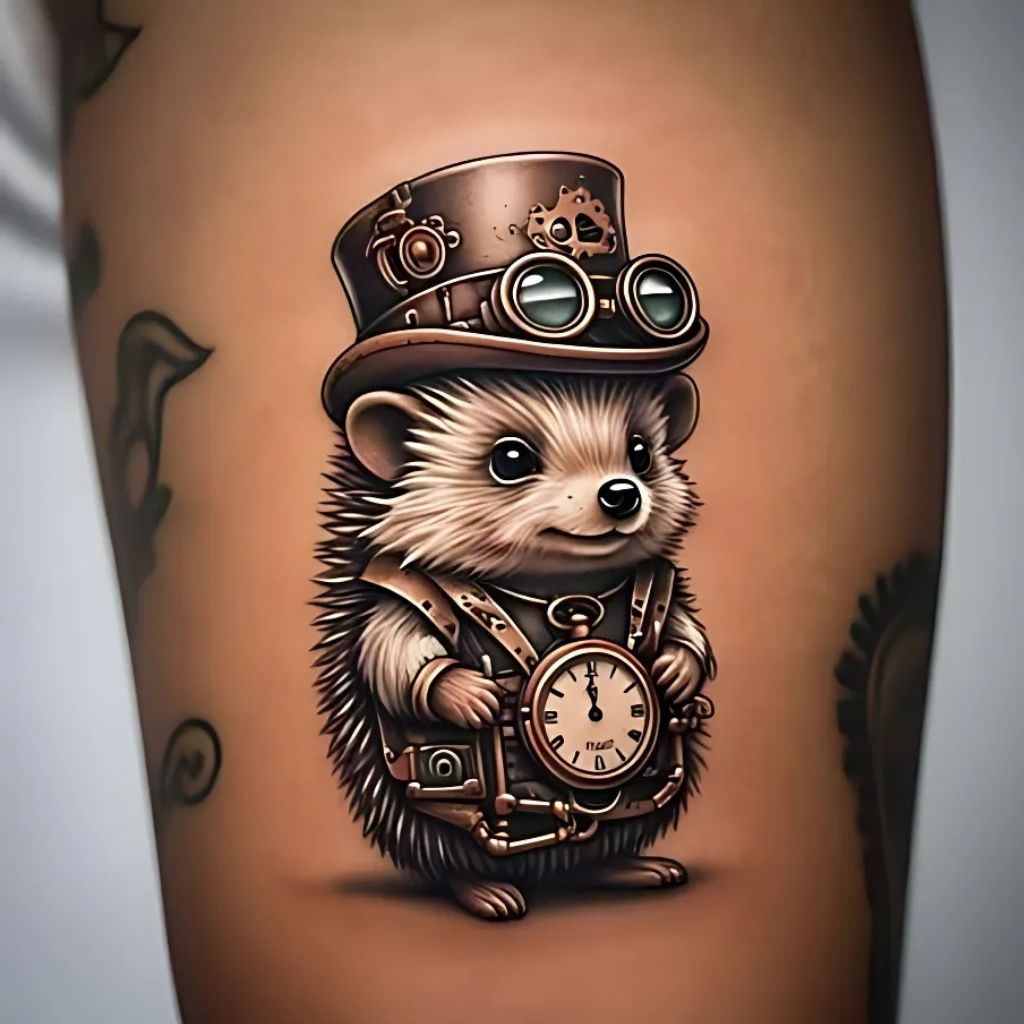 Steampunk Hedgehog Tattoo