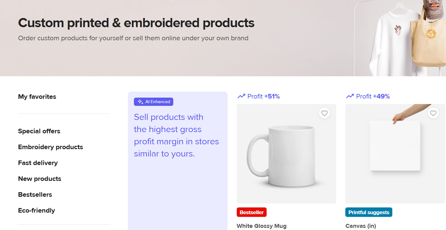 Printful - Product range and customization options