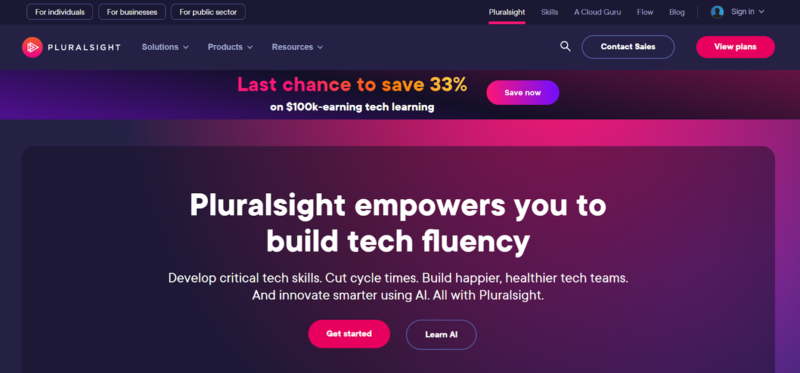 Pluralsight Homepage