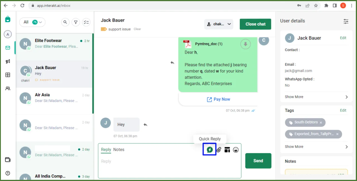 The best 10 WhatsApp Business API service providers; Interakt dashboard