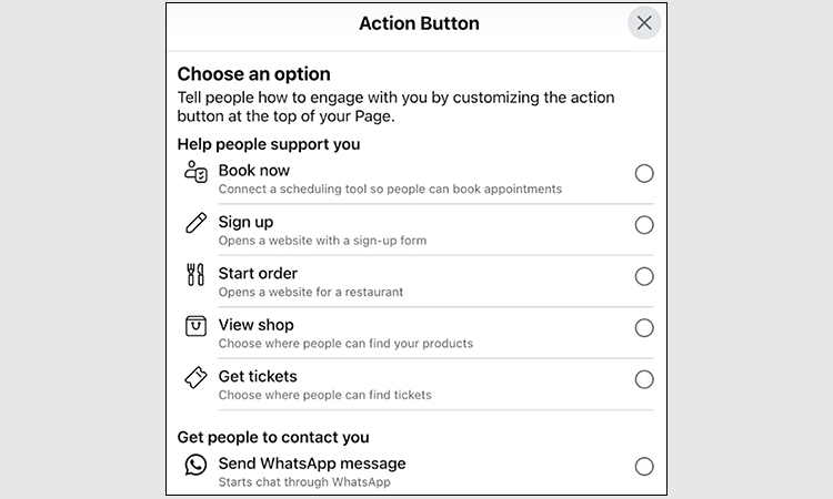 facebook action button