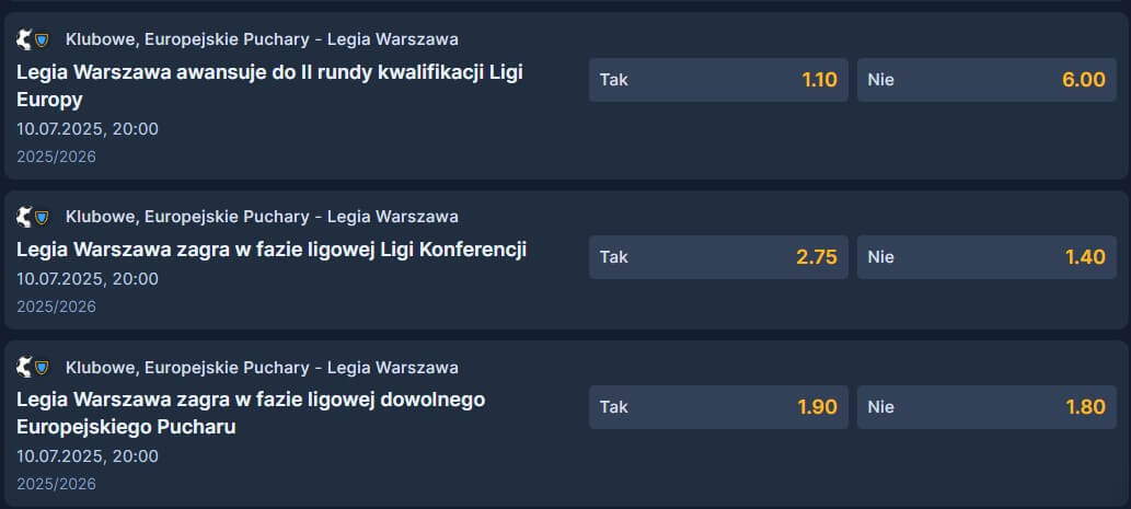 Legia Warszawa zakłady bukmacherskie w STS