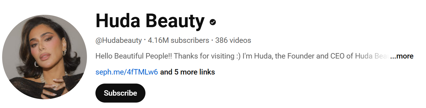 Huda Beauty YouTube channel