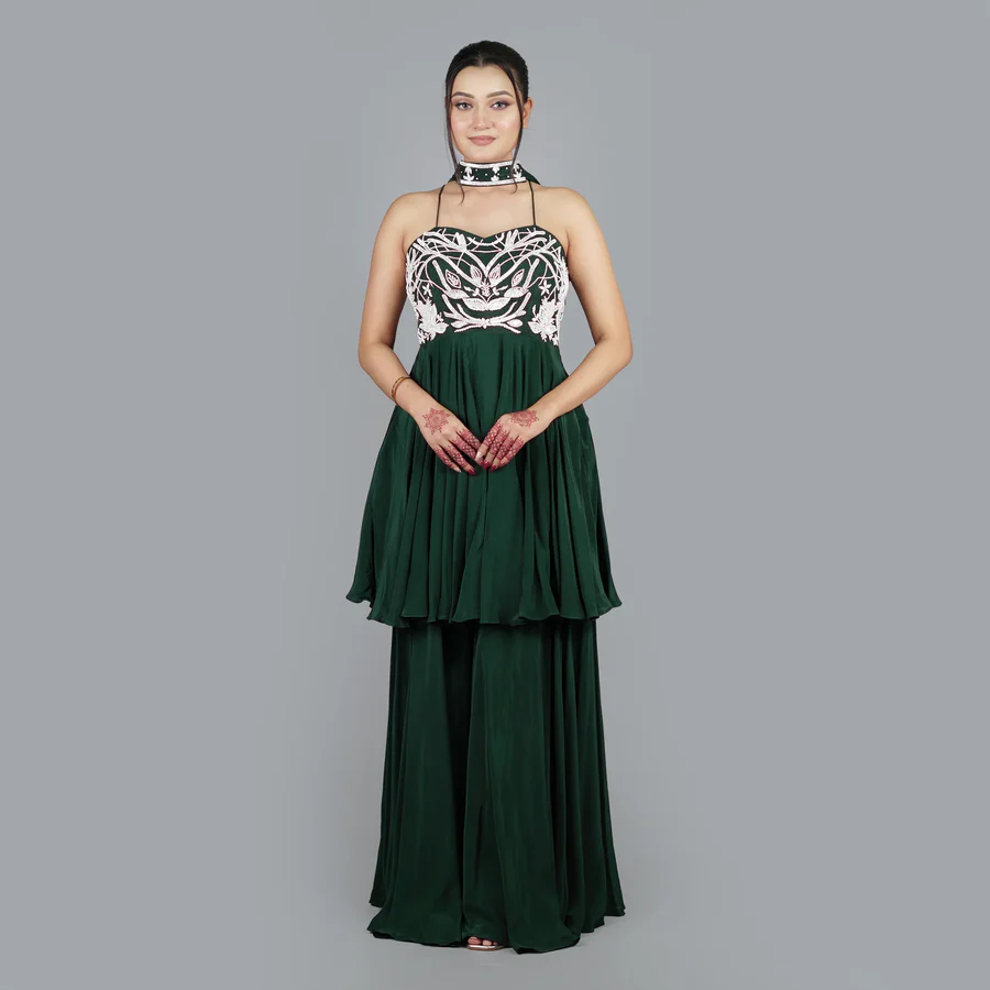 Elegant Peplum Style Long Shirt with Sharara