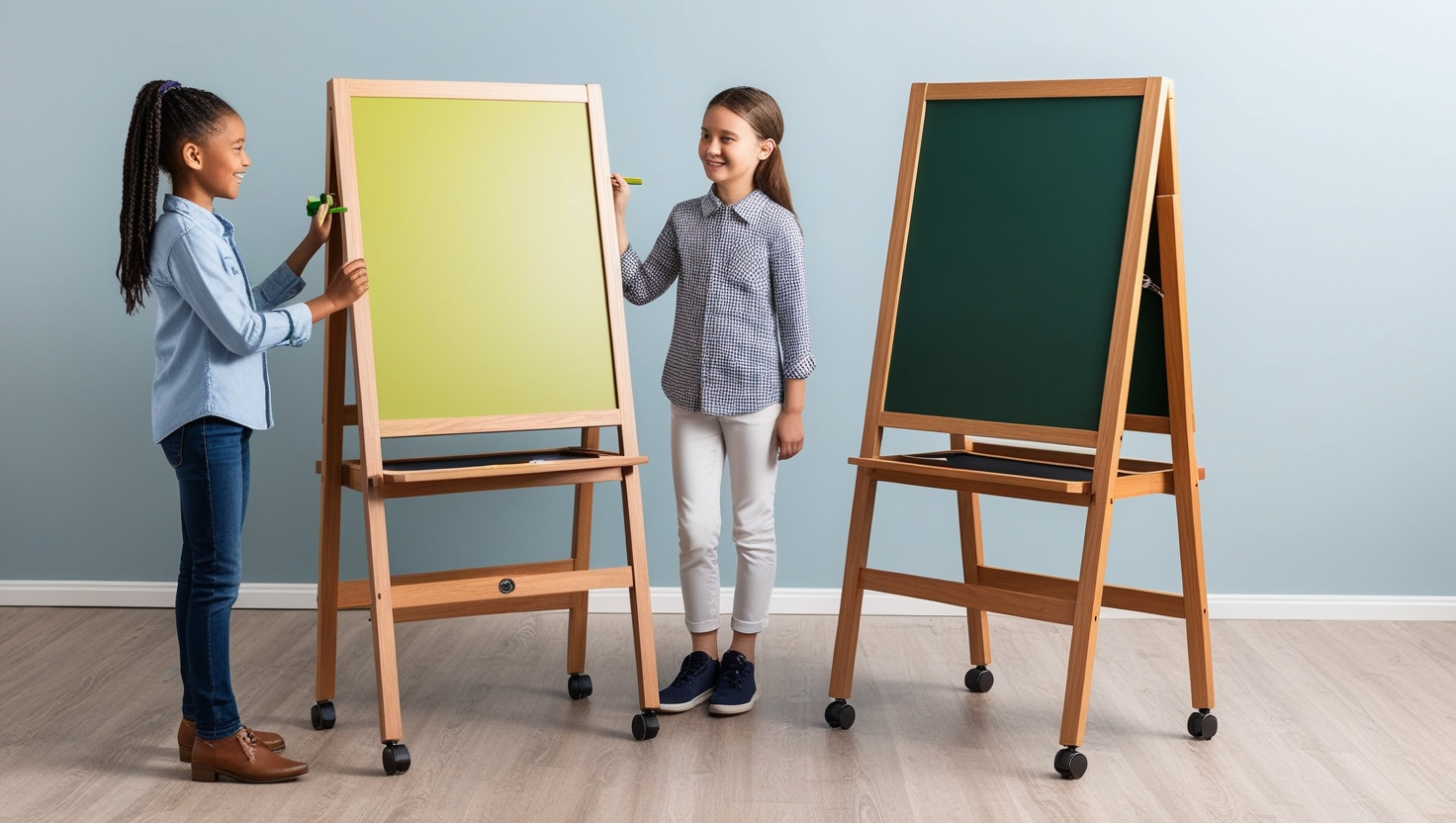 ﻿Economy Rolling Reversible Chalkboard with Wood Easel Price USA