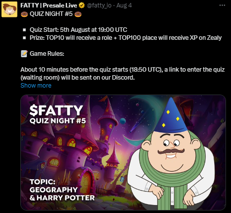 Fatty shared the quiz details over X (formerly Twitter). 