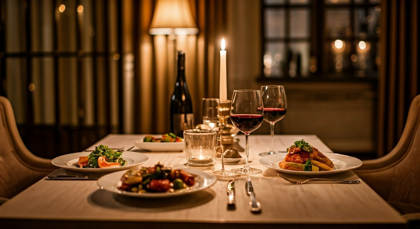 Elegant dining setup for two