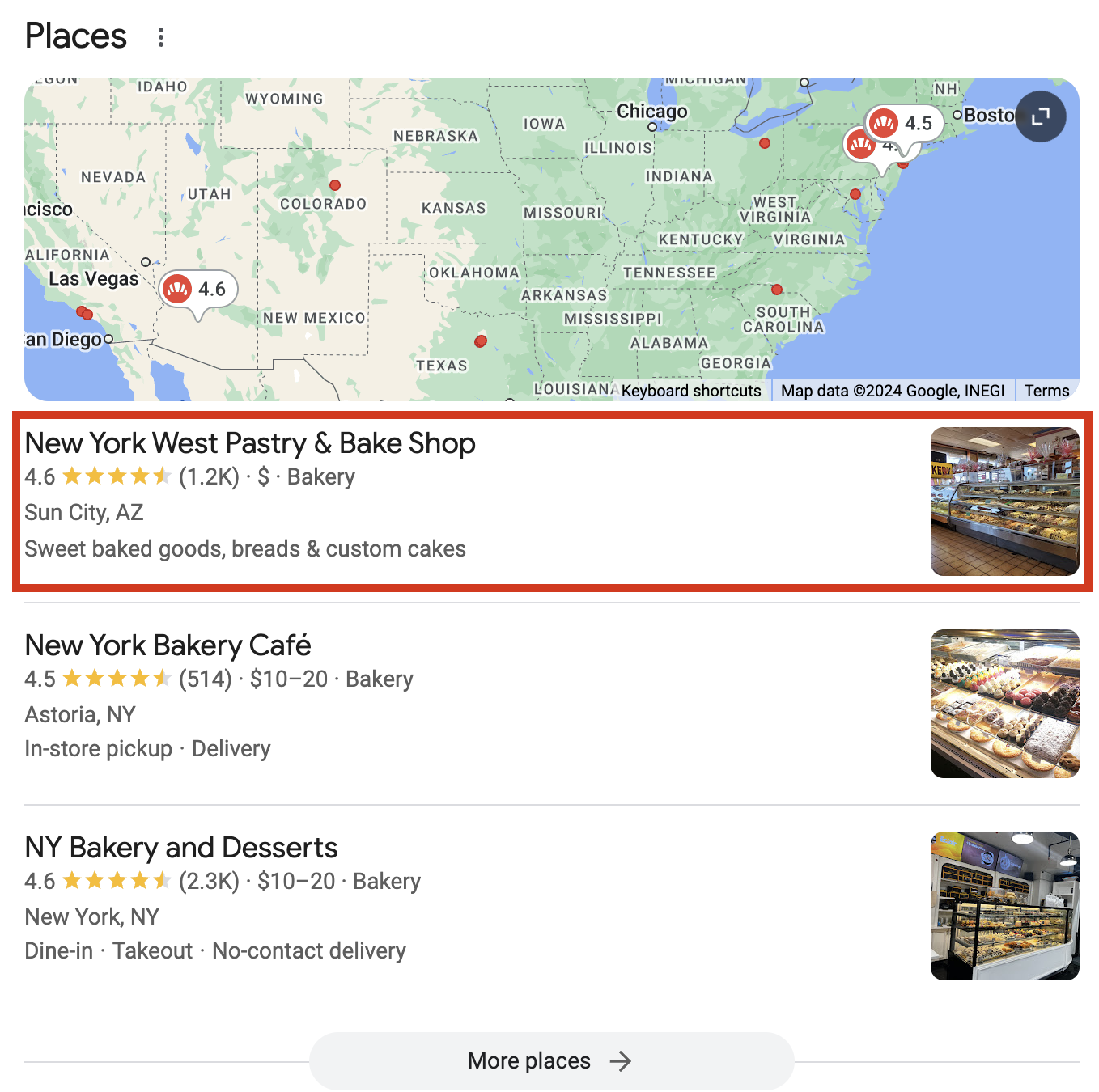 example of google my business (GMB) from google searches