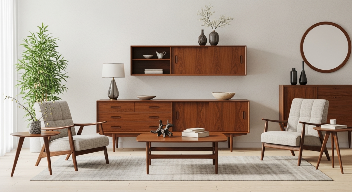 Mid-Century Modern Furniture in brown wood