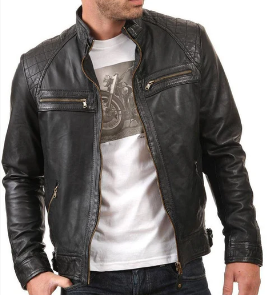 Altara black biker leather jacket