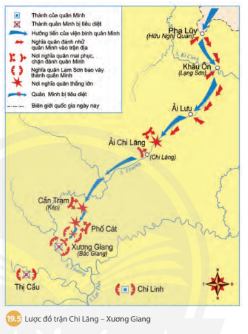 BÀI 19. KHỞI NGHĨA LAM SƠN (1418- 1427)1. Một số sự kiện tiêu biểu của cuộc khởi nghĩa Lam SơnCâu 1: Vì sao anh hùng hào kiệt khắp nơi tụ về Lam Sơn? Mục đích của họ là gì? Đọc thêm tư liệu 19.2 cho câu Giải nhanh của em.Đáp án chuẩn:- Nhà Minh thiết lập chính quyền đô hộ và đàn áp nhân dân sau khi chiếm nước ta.- Lê Lợi, hào trưởng vùng Nam Sơn, đã tích cực tích trữ lương thực và tập hợp người cùng chí hướng chờ thời cơ khởi nghĩa.Câu 2: Trình bày những khó khăn của khởi nghĩa Lam Sơn trong những năm đầu của cuộc khởi nghĩa.Đáp án chuẩn:- Nghĩa quân gặp đàn áp nặng nề từ quân Minh, phải rút quân lên Chí Linh ba lần, có khi chỉ còn khoảng 100 người.- Giữa năm 1418, quân Minh liên tục vây hãm, đẩy nghĩa quân vào tình thế nguy khốn. Lê Lai hy sinh để cứu Lê Lợi và giải vây cho cuộc khởi nghĩa.Câu 3: Khai thác tư liệu 19.3 và cho biết tại sao Nguyễn Chích đề xuất kế hoạch chuyển địa bàn hoạt động chính của nghĩa quân vào Nghệ An? Kế hoạch đó đem lại kết quả như thế nào?Đáp án chuẩn:- Nguyễn Chích đề xuất kế hoạch chuyển địa bàn hoạt động của nghĩa quân vào Nghệ An vì đây là nơi đất rộng, người đông và có nhiều tiềm năng chiến lược. - Kế hoạch này đã giúp nghĩa quân giải phóng một vùng rộng từ Thanh Hoá đến đèo Hải Vân trong vòng 10 tháng.Câu 4: Dựa vào lược đồ 19.4, 19.5 và thông tin trong bài, em hãy trình bày tóm tắt diễn biến trận Tốt Động - Chúc Động và trận Chi Lăng - Xương Giang.Đáp án chuẩn:* Diễn biến trận Tốt Động - Chúc Động:- Tháng 11/1426, Vương Thông chỉ huy viện binh tấn công vào Cao Bộ, nơi quân Lam Sơn đóng giữ.- Nghĩa quân mai phục ở Tốt Động - Chúc Động, phục kích và gây tổn thất nặng cho quân Minh.* Diễn biến trận Chi Lăng - Xương Giang:- Tháng 10/1427, Liễu Thăng và Mộc Thạnh dẫn 15 vạn quân tiến vào nước ta, hỗ trợ cho Vương Thông.- Tại Chi Lăng, quân Minh bị phục kích bởi nghĩa quân, Liễu Thăng bị đầu đội, quân Minh rút về Xương Giang và bị tiêu diệt.2. Nguyên nhân thắng lợi và ý nghĩa lịch sửCâu 1: - Giải thích nguyên nhân chính dẫn đến thắng lợi của cuộc khởi nghĩa Lam Sơn.- Hãy trình bày ý nghĩa lịch sử của cuộc khởi nghĩa Lam Sơn.Đáp án chuẩn:Nguyên nhân:- Tinh thần yêu nước và đoàn kết của cả dân tộc.- Lãnh đạo khởi nghĩa đã đề ra đường lối chiến lược, chiến thuật đúng đắn như dựa vào dân, phát triển cuộc khởi nghĩa thành chiến tranh giải phóng dân tộc.Ý nghĩa:- Lật đổ ách thống trị tàn bạo của nhà Minh.- Mở ra thời kỳ phát triển mới của Đại Việt.LUYỆN TẬP- VẬN DỤNG