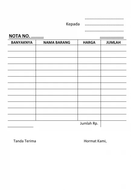 contoh nota kontan sederhana