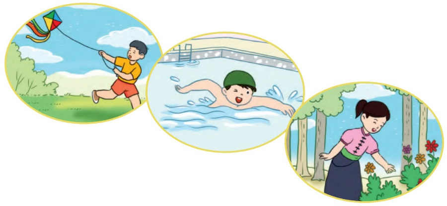 BÀI 29: CON NGƯỜI VỚI THIÊN NHIÊNChia sẻCâu 1: Em sẽ làm gì để phòng tránh mưa, nắng, nóng, lạnh.Giải nhanh:- Trời mưa em mặc áo mưa hoặc dùng ô che.- Trời nắng em đội mũ hoặc che ô.- Trời nóng em dùng quạt điện hoặc điều hòa.- Trời lạnh em mặc áo ấm.Câu 2: Em hoạt động vui chơi như thế nào trong mỗi mùa?Giải nhanh:Mỗi mùa hè em đều đặn đi bơi để nâng cao sức khỏe mỗi ngày.BÀI ĐỌC 1: ÔNG MẠNH THẮNG THẦN GIÓCâu 1: Truyện có những nhân vật nào?Trả lời:Truyện có hai nhân vật chính là ông Mạnh và Thần Gió.Câu 2: Trong hai nhân vật:a) Nhân vật nào tượng trưng cho sức mạnh của con người?b) Nhân vật nào tượng trưng cho sức mạnh của thiên nhiên?Trả lời:Trong hai nhân vật:a) Nhân vật tượng trưng cho sức mạnh của con người là ông Mạnh.b) Nhân vật tượng trưng cho sức mạnh của thiên nhiên là Thần Gió.Câu 3: Chi tiết nào nói lên sức mạnh của con người?Trả lời:Chi tiết nói lên sức mạnh của con người là: ông Mạnh vào rừng đẵn những cây gỗ lớn nhất làm cột và chọn những viên đá to nhất làm tường.Câu 4: Ông Mạnh trong câu chuyện đã làm gì để Thần Gió trở thành bạn của mình?Trả lời:Ông Mạnh trong câu chuyện đã xây một ngôi nhà thật vững chắc để Thần Gió không quật đổ được. Sau vài tháng Thần Gió quay trở lại tìm ông Mạnh với sự ăn năn và từ đó hai người trở thành bạn.Luyện tập Câu 1: Sử dụng câu hỏi Vì sao? để hỏi đáp với bạn về nội dung câu chuyện.Trả lời:- Vì sao Thần Gió phải chịu thua ông Mạnh?- Vì ông Mạnh đã làm một ngôi nhà rất vững chãi.- Vì sao ông Mạnh quyết tâm xây một ngôi nhà thật vững chãi?- Vì ông Mạnh đã bị Thần Gió xô ngã và bỏ đi với tiếng cười ngạo nghễ khinh thường.Câu 2: Nói 1-2 câu thể hiện sự đồng tình của em với ông Mạnh.a) Khi ông quyết tâm làm một ngôi nhà thật vững trãi.b) Khi ông kết bạn với Thần Gió.Trả lời:a) Ông Mạnh quyết xây một ngôi nhà vững chãi để thể hiện sức mạnh của con người không thua kém sức mạnh của thiên nhiên.b) Khi ông Mạnh kết bạn với thần Gió cho thấy rằng con người và thiên nhiên có thể hòa hợp với nhau.Bài viết 1Câu 1: Nghe - viết: Buổi trưa hè (3 khổ thơ đầu)Giải nhanh:Nghe - viếtCâu 2: Tìm những chữ hoặc dấu thanh phù hợp:Giải nhanh:a)dịuGió         rungrơib) ởkhẽRủCâu 3: Chọn tiếng trong ngoặc đơn phù hợp với ô trống:a) (ra, da, gia)         ... đình                  ... vào                 ... sức              cặp ...b) (vỏ, võ)         ... cam                  múa ...                ... trứng            ... sĩGiải nhanh:a) gia đình, ra vào, ra sức, cặp dab) vỏ cam, múa võ, vỏ trứng, võ sĩCâu 4: Tập viếta) Tập viết chữ hoab) Viết ứng dụng: Ăn bát cơm dẻo, nhớ nẻo đường điGiải nhanh:a) Tập viết chữ hoab) Viết ứng dụng: Ăn bát cơm dẻo, nhớ nẻo đường điBÀI ĐỌC 2: MÙA NƯỚC NỔICâu 1: Bài văn tả mùa nước nổi ở vùng nào?Trả lời:Bài văn tả mùa nước nổi ở đồng bằng sông Cửu Long.Câu 2: Vì sao người ta gọi đó là mùa nước nổi? Chọn ý đúng:a) Vì nước dâng lên hiền hòa.b) Vì nước lũ đổ về dữ dội.c) Vì mưa dầm dề.Trả lời:Người ta gọi đây là mùa nước nổi vì nước dâng lên hiền hòa.Câu 3: Tìm một vài hình ảnh về mùa nước nổi trong bài.Trả lời:Một vài hình ảnh nói về mùa nước nổi trong bài là: Dòng sông Cửu Long đã no đầy, lại tràn qua bờ, tràn qua cả mặt đường. Đồng ruộng, vườn tược và cây cỏ như biết giữ lại hạt phù sa ở quanh mình, nước lại trong dần. Những đàn cá ròng ròng, từng đàn, từng đàn xuôi theo dòng nước, vào tận đồng sâu.Luyện tập