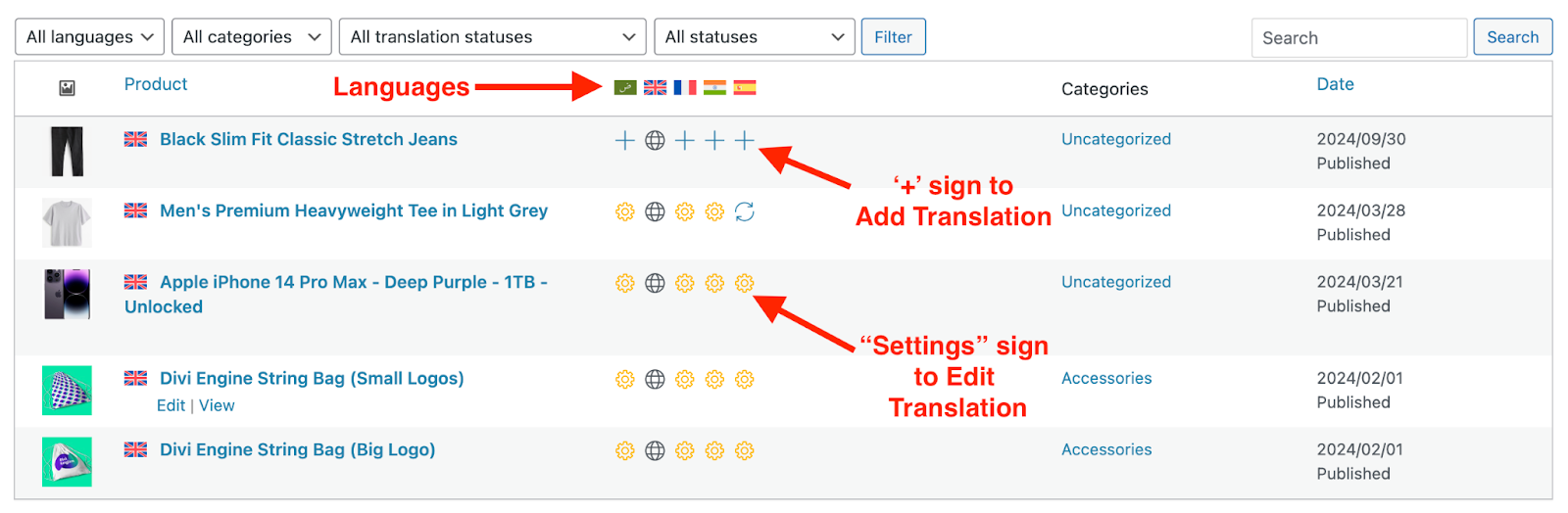 Add and Edit Translation in WooCommerce products