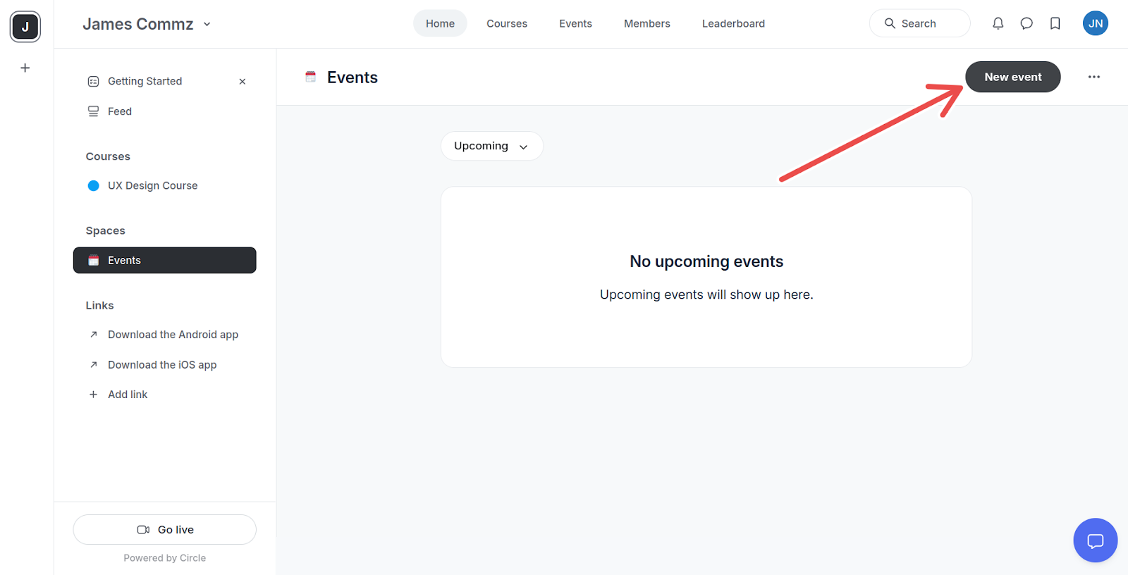 scheduling a new event