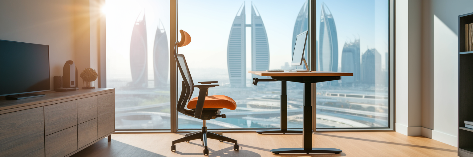 Ergonomic home office for back support.