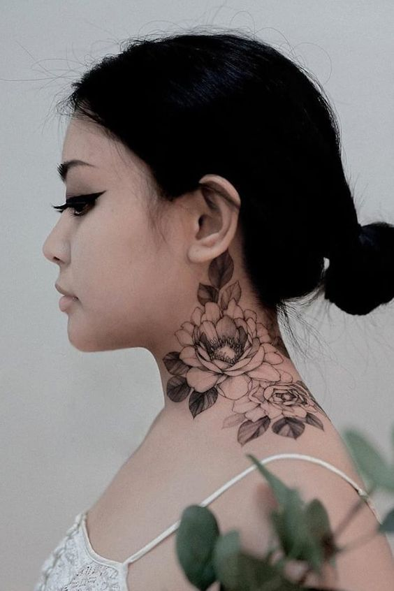 Floral Neck Tattoo for Women 