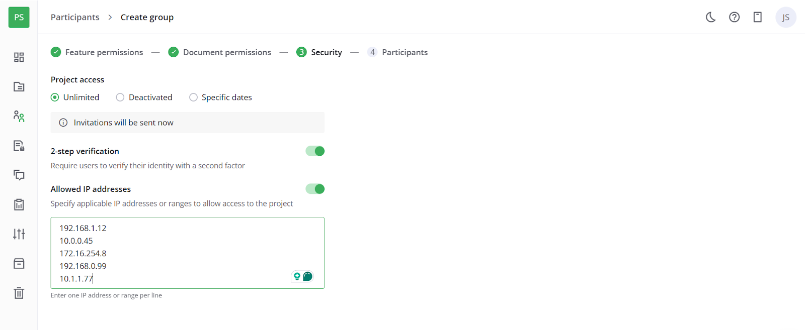 Configure security settings