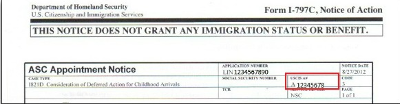 Form I-797C, Notice of Action