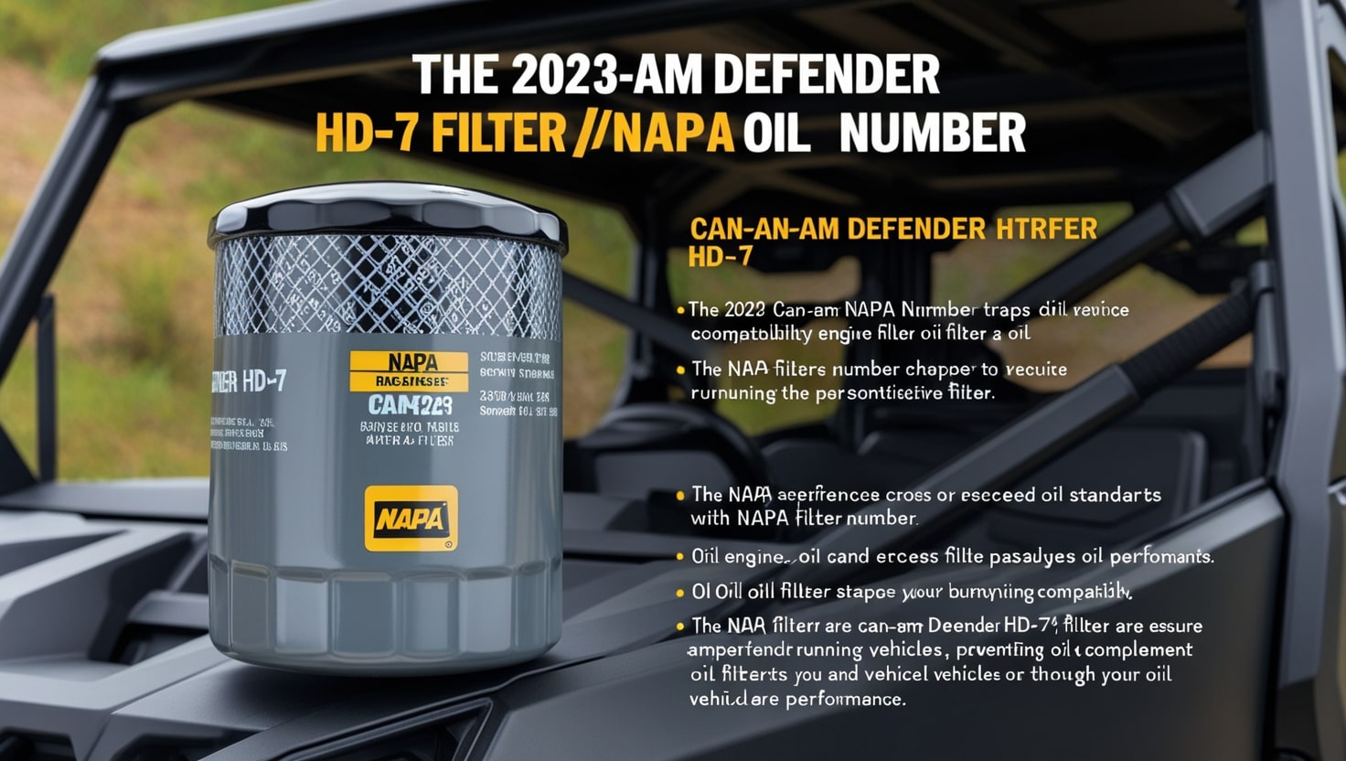 2023 Can-Am Defender HD-7 Oil Filter/NAPA Number