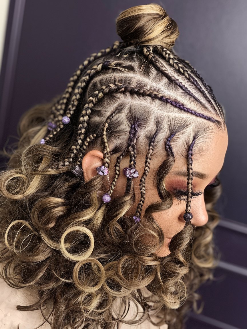 23. Braided Faux Hawk with Curly Edges