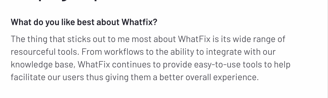 Image showing Whatfix user's review on G2