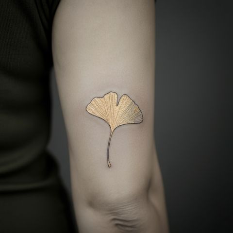 Minimalist Ginkgo Leaf Tattoo