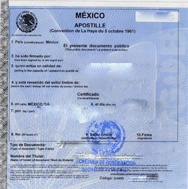imagen de documento apostillado en mexico