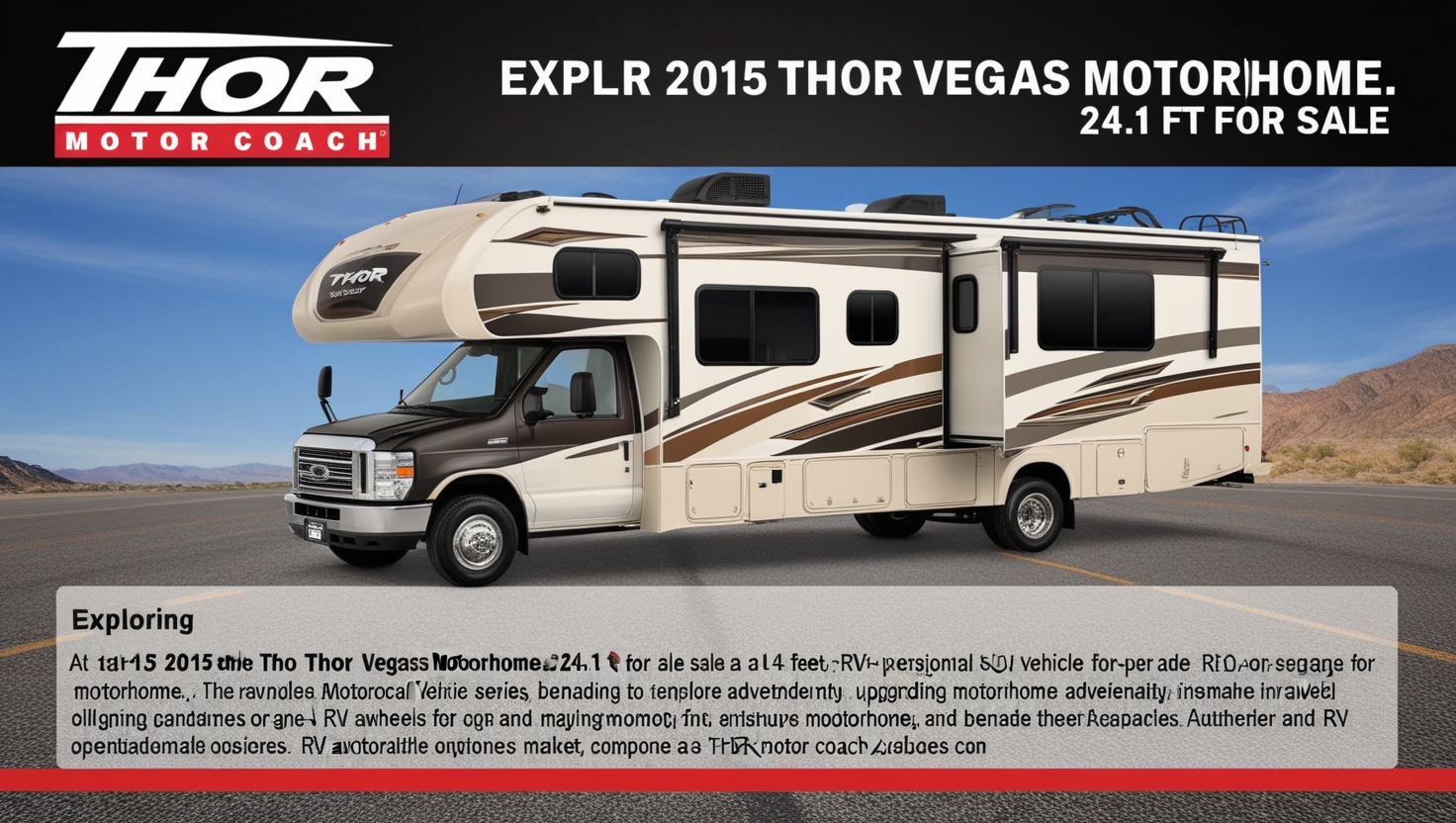 2015 Thor Vegas Motorhome. 24.1 ft for Sale