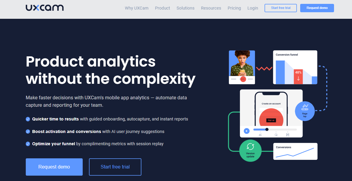 UXCam mobile app analytics platform