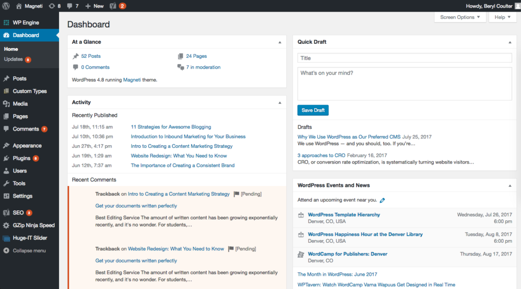 WordPress Dashboard