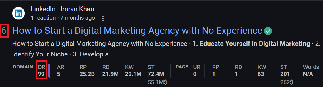Parasite SEO LinkedIn Pulse example
