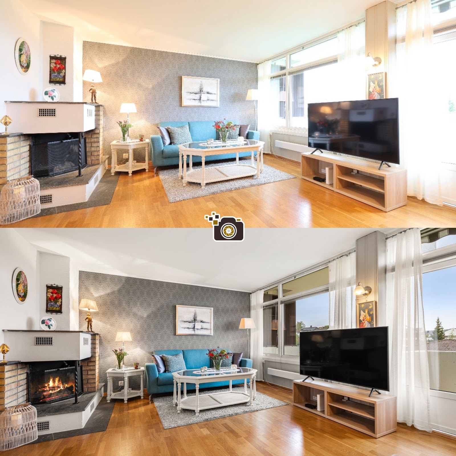 Fireplace Staging in Real Estate Photo