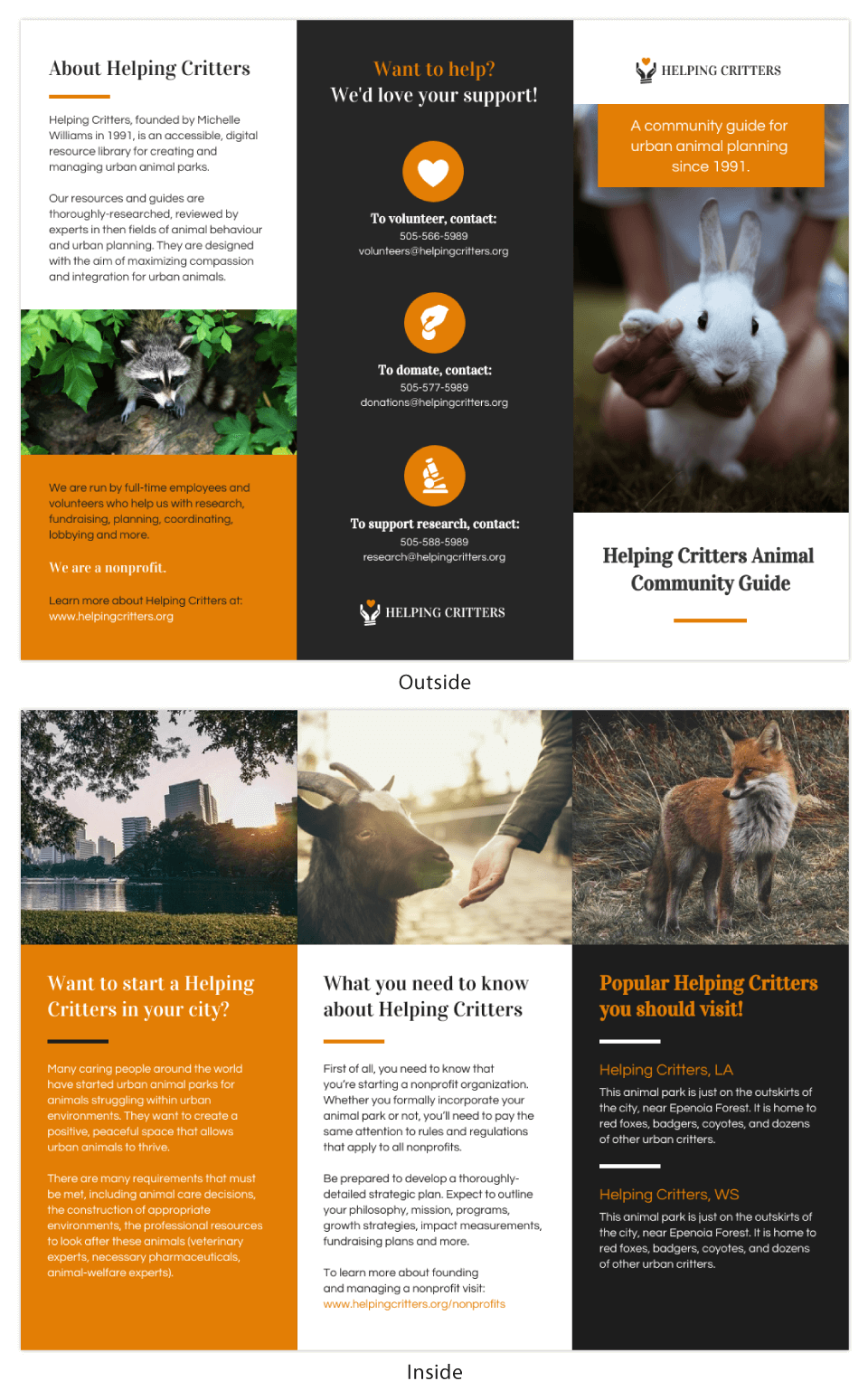 Nonprofit Animal Community Tri Fold Brochure Template